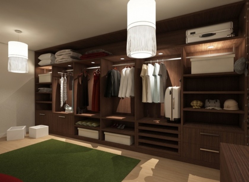 Классическая гардеробная комната из массива с подсветкой Оренбург