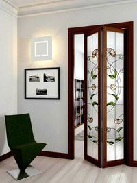 Двери гармошка с витражным декором Оренбург